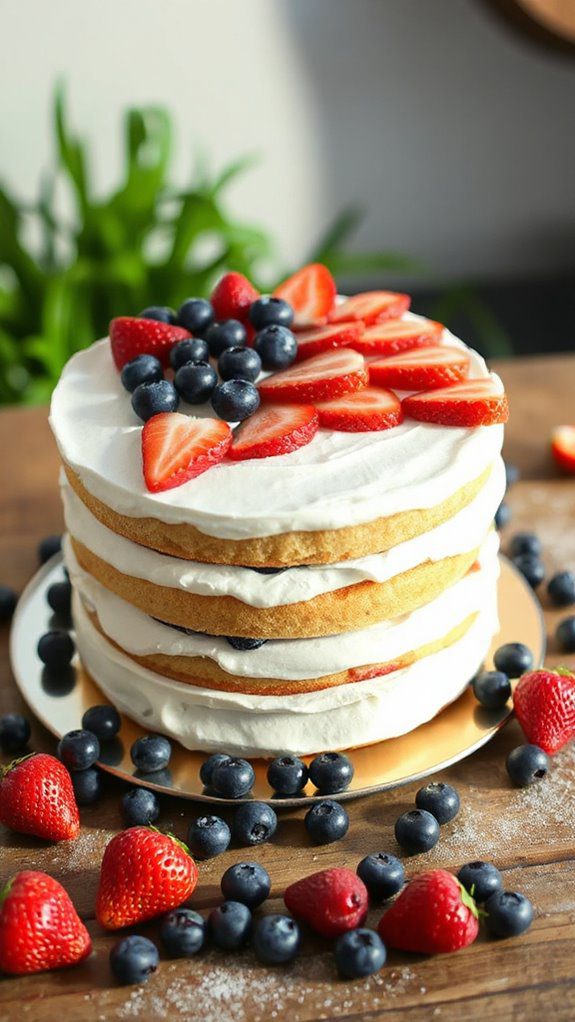 patriotic berry flag cake