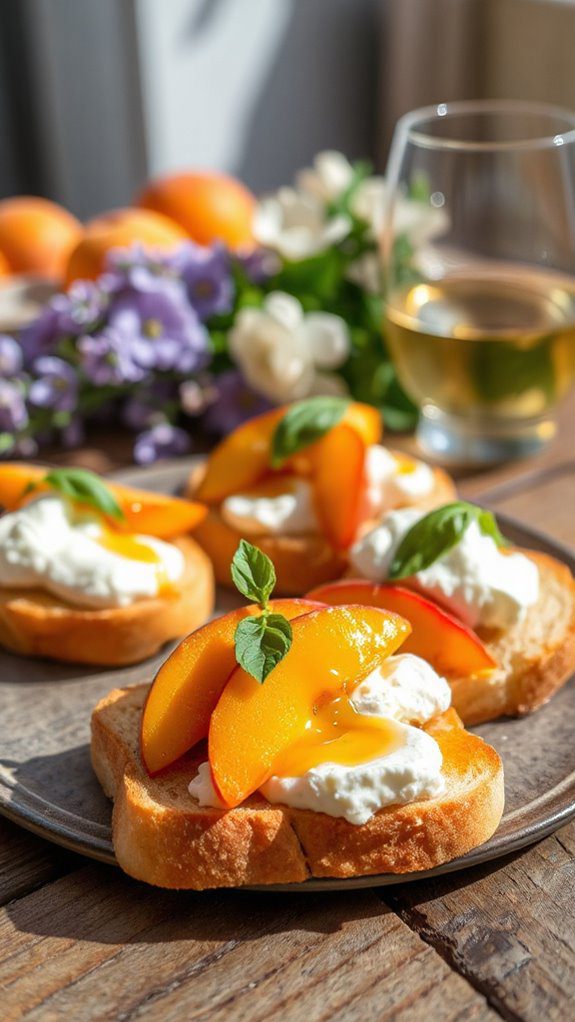 peach ricotta summer crostini