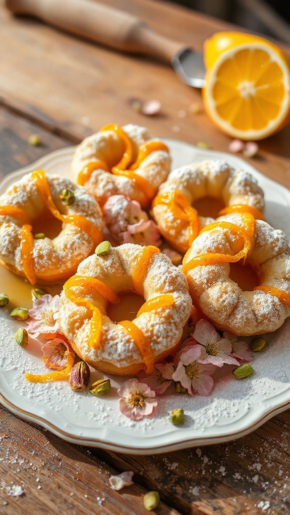 pistachio orange blossom donuts