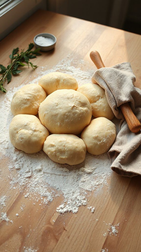 portion the divided dough