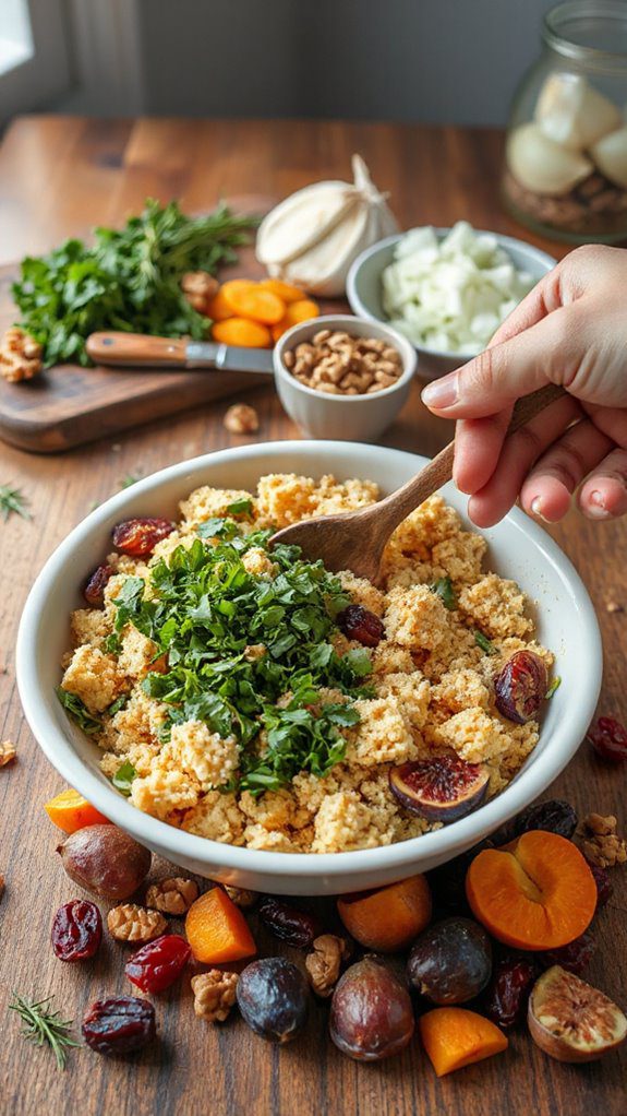 prepare stuffing mixture ingredients