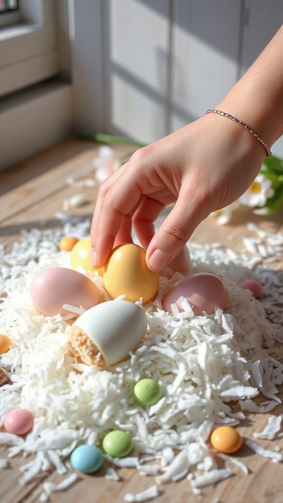 roll eggs in coconut