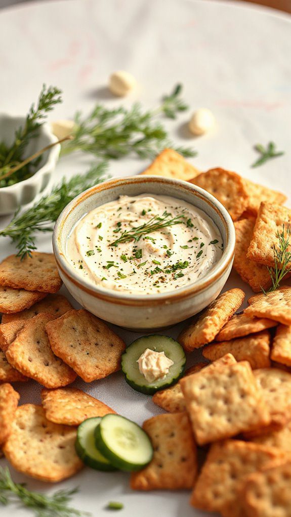 serve with crispy crackers