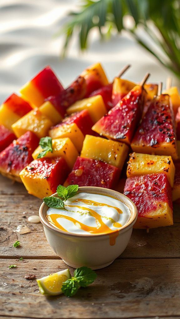 tropical grilled dessert skewers