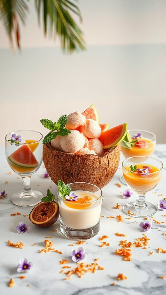 tropical guava sorbet sundaes