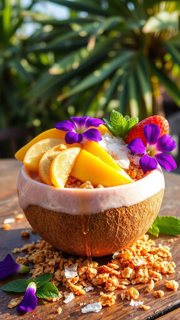 tropical nutritious smoothie bowl