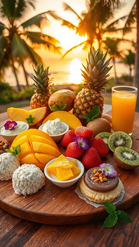 vibrant tropical dessert display