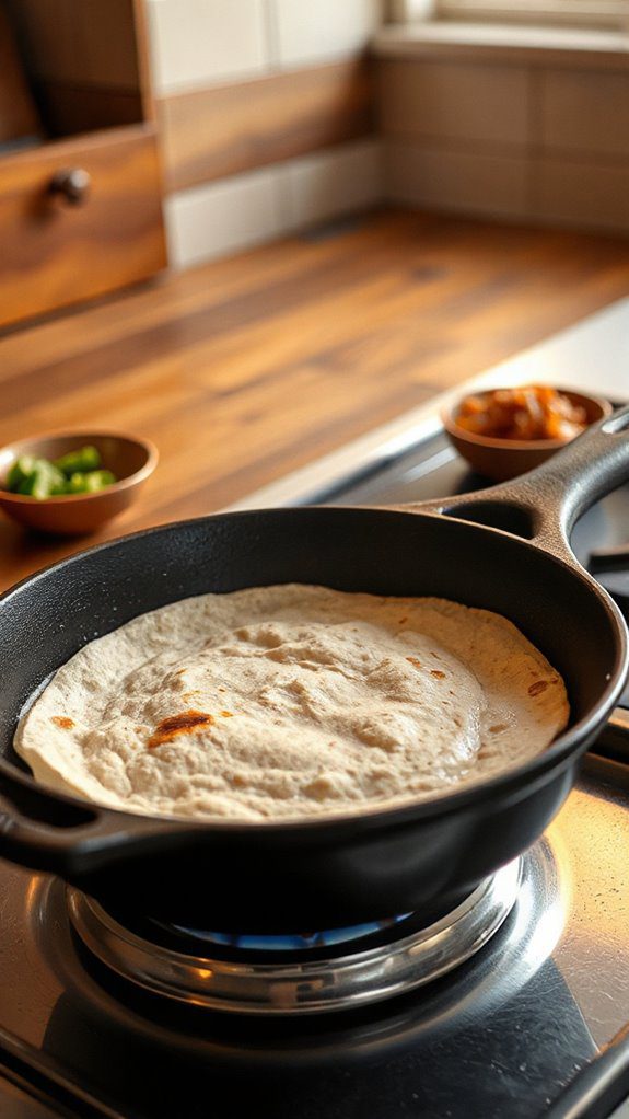 warm tortillas on skillet warm tortillas on skillet