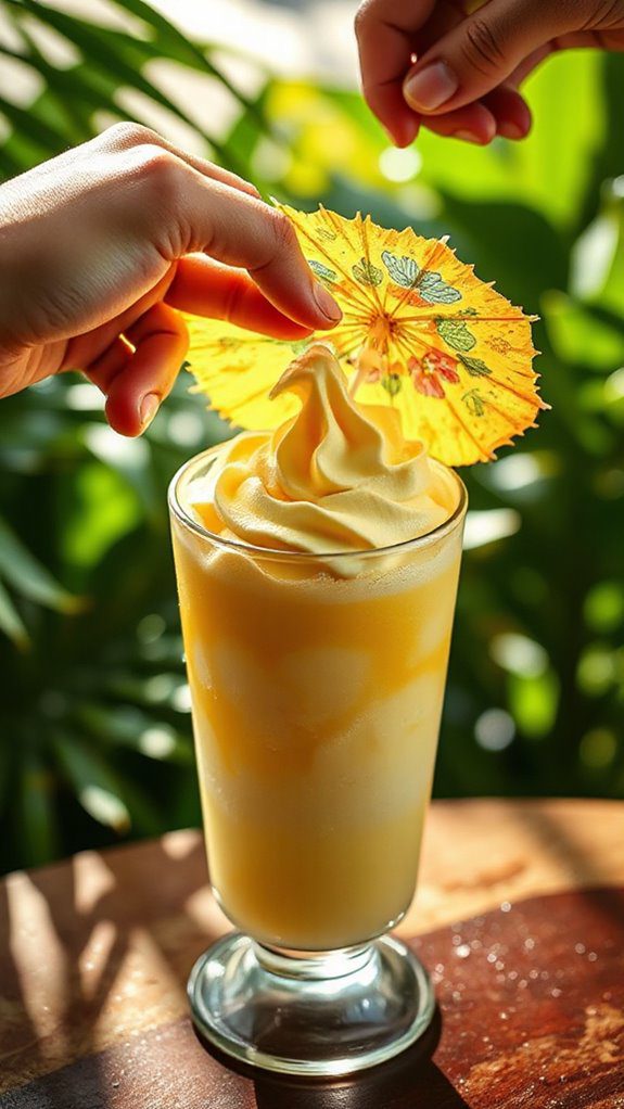 whimsical tropical umbrella garnish