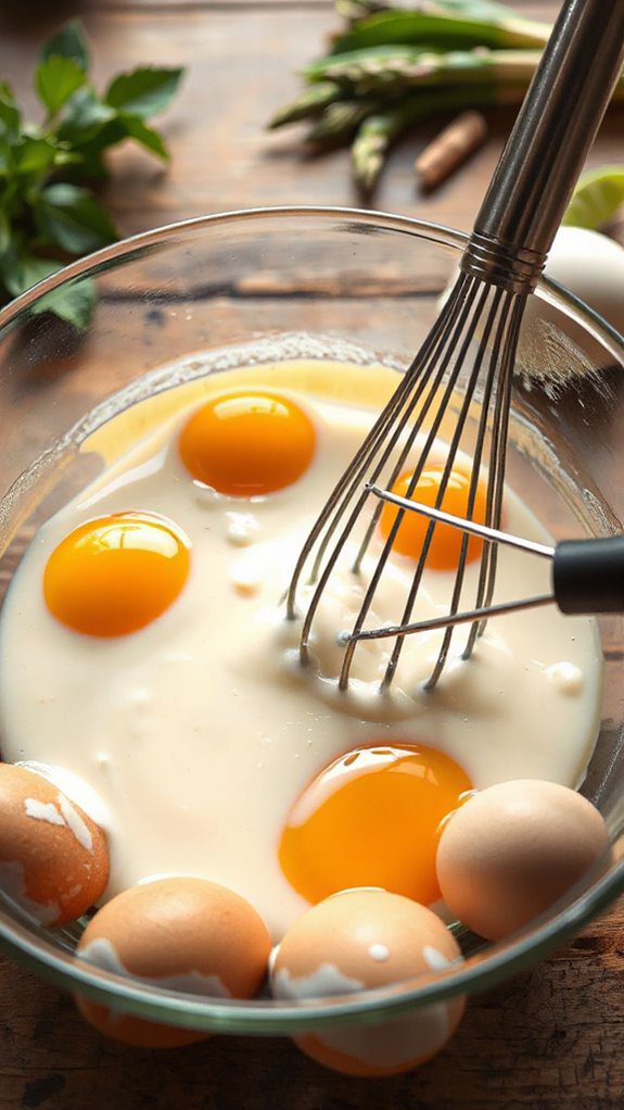 whisk eggs with cream
