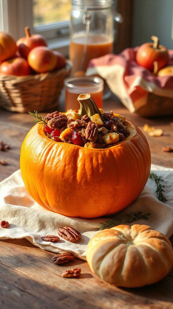 autumn apple cranberry pumpkin dish
