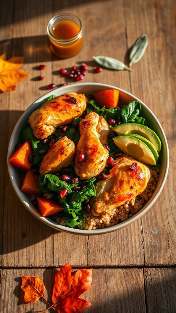 autumn chicken sweet potato bowl
