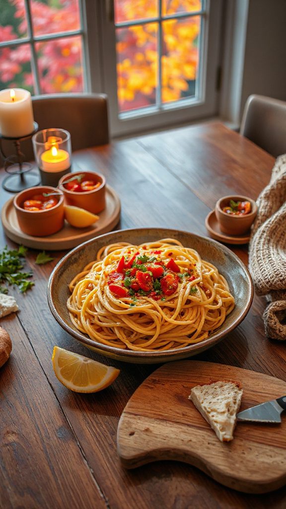 autumn inspired spaghetti dish