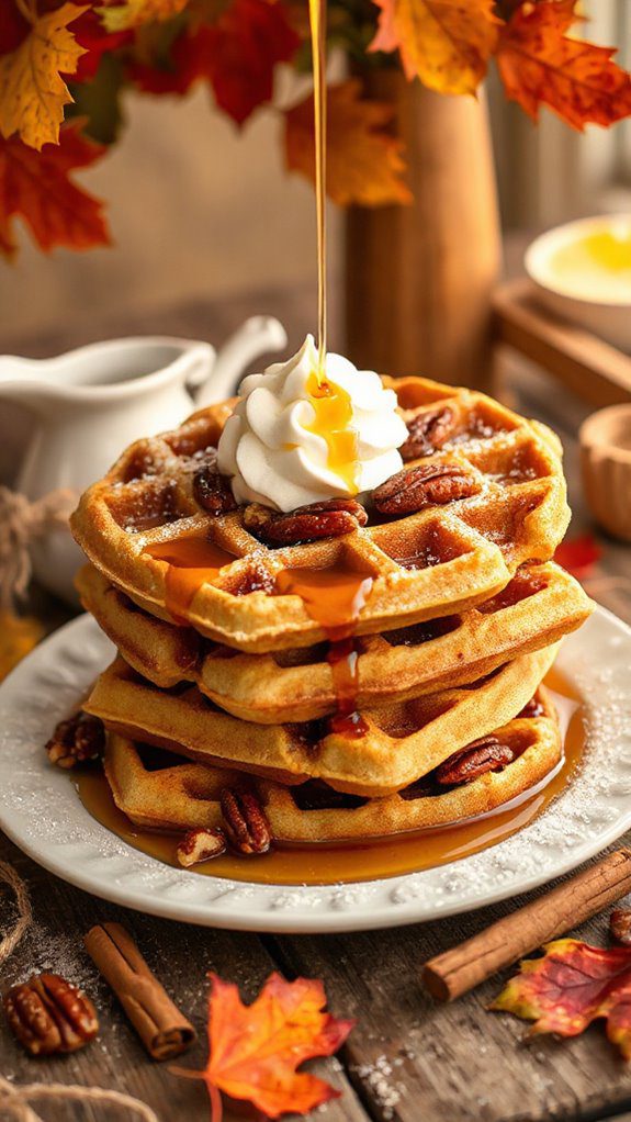 autumn maple pecan waffles