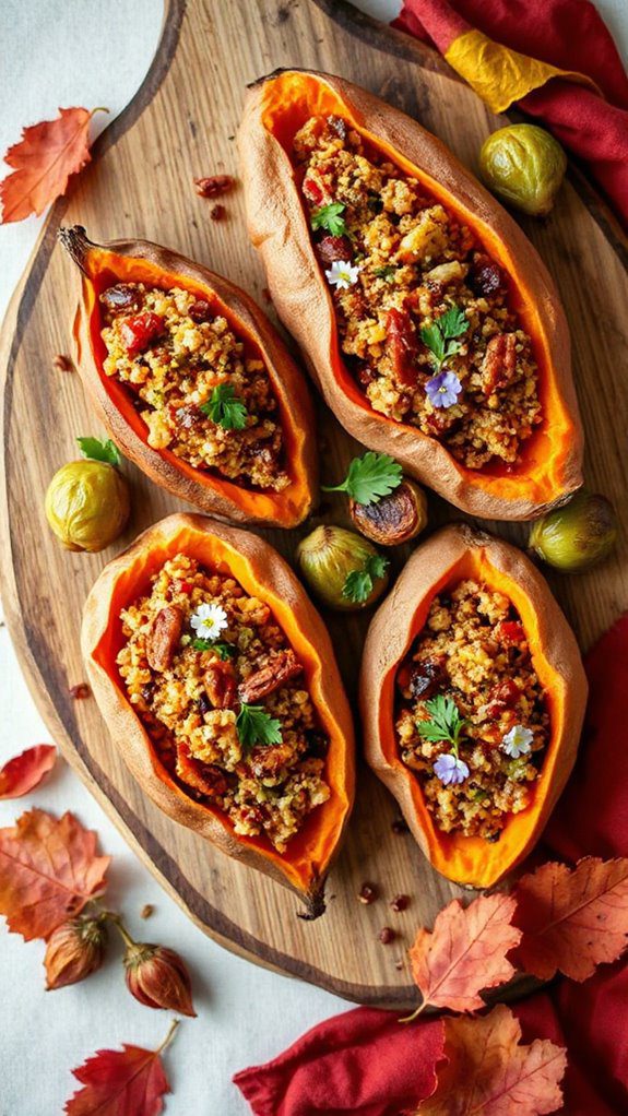autumn quinoa stuffed sweet potatoes