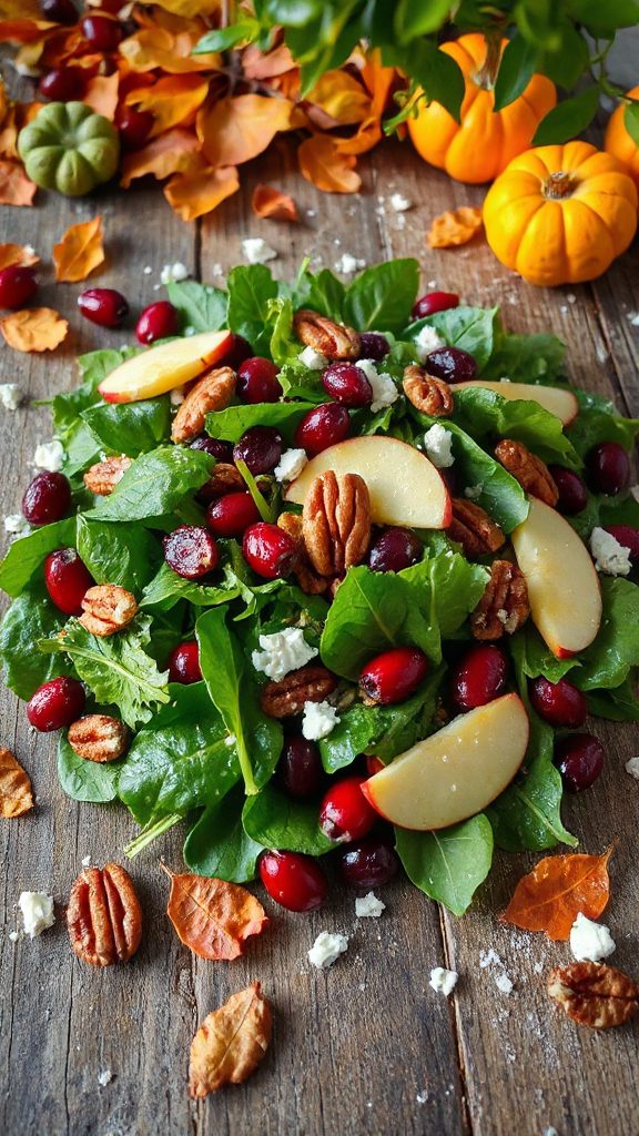 autumn salad with cranberries autumn salad with cranberries