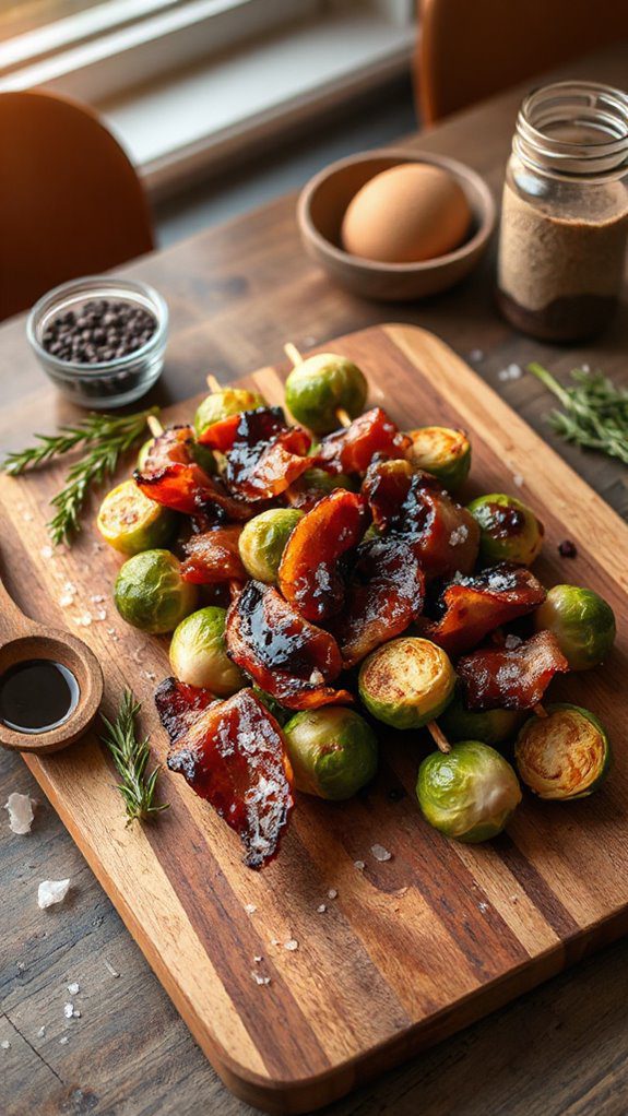 bacon wrapped brussels sprouts skewers