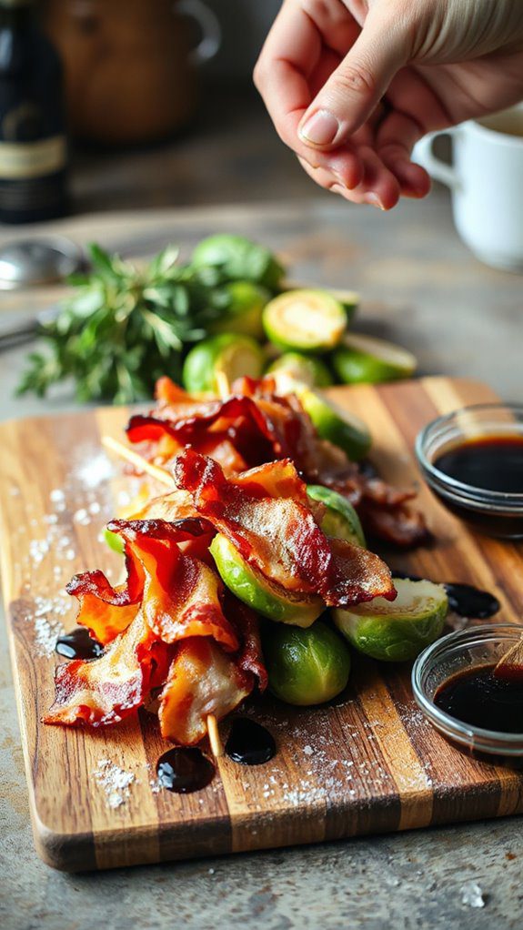 bacon wrapped brussels sprouts skewers