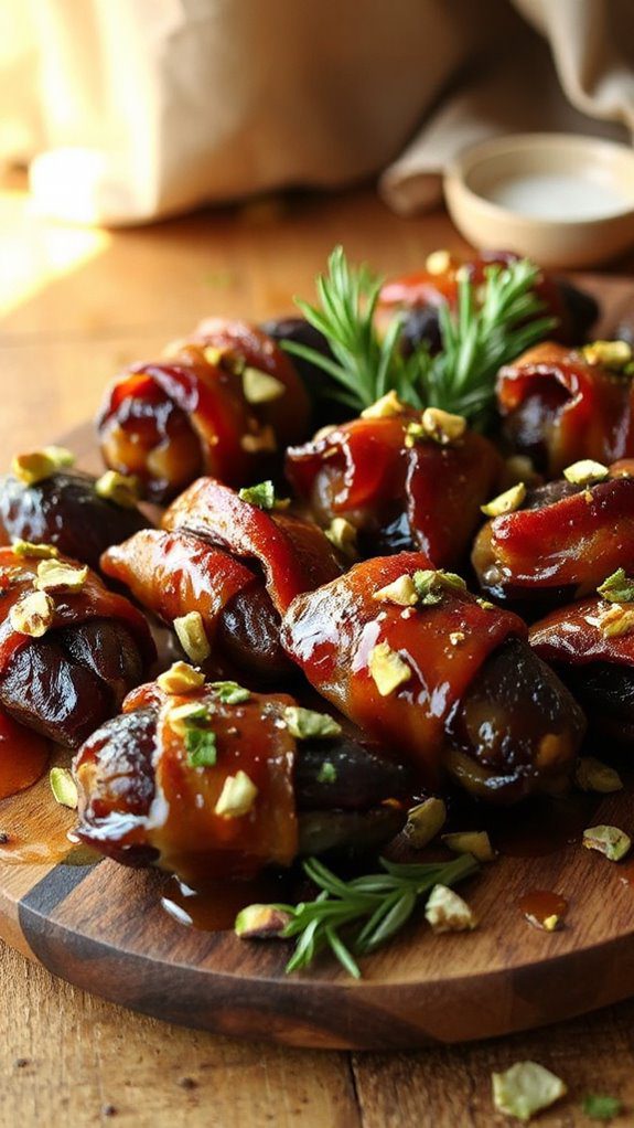 bacon wrapped maple dates appetizer