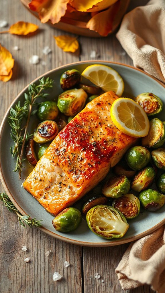 baked salmon with brussels sprouts