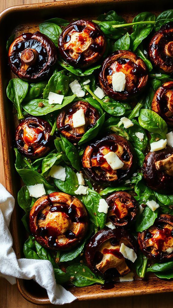 balsamic mushrooms with spinach