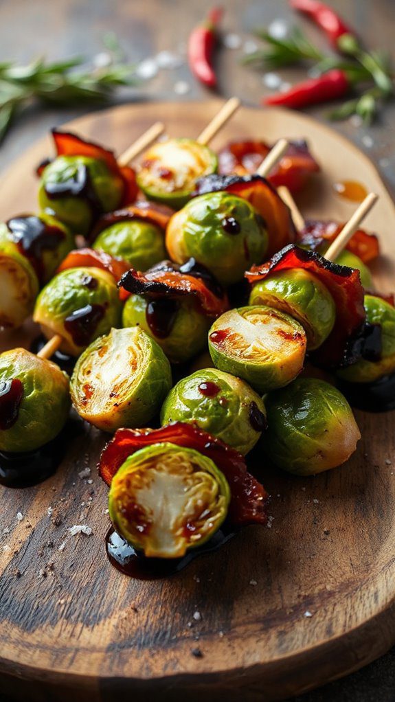balsamic roasted brussels sprout skewers