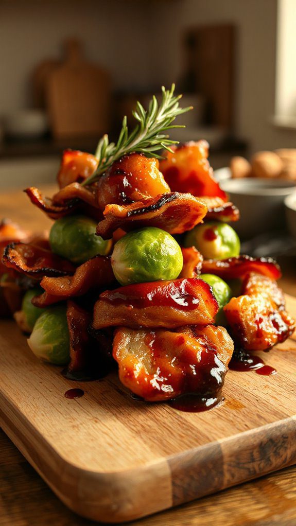 balsamic wrapped brussels sprouts skewers
