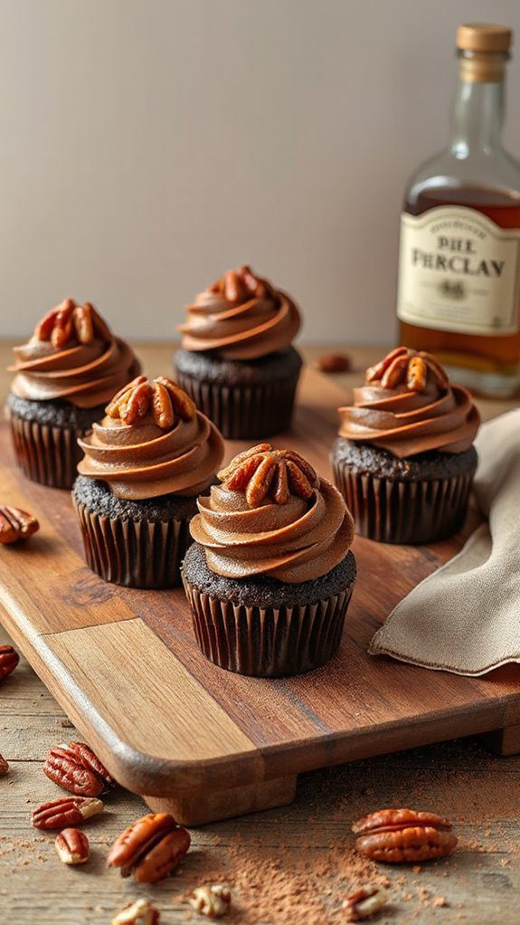 bourbon chocolate pecan cupcakes