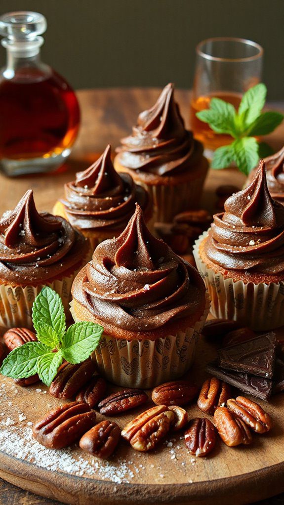bourbon chocolate pecan cupcakes