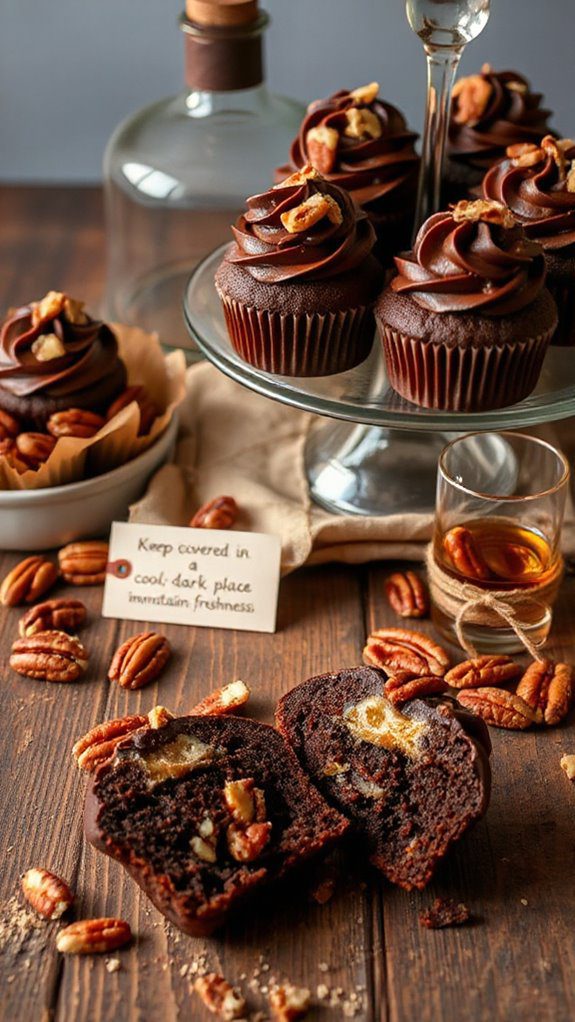 bourbon infused chocolate cupcakes