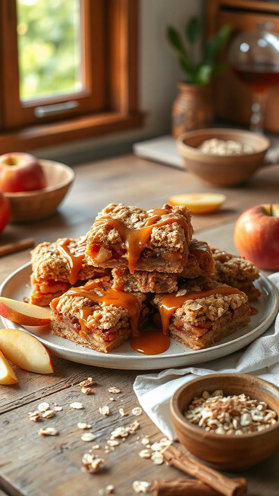 caramel drizzle apple bars