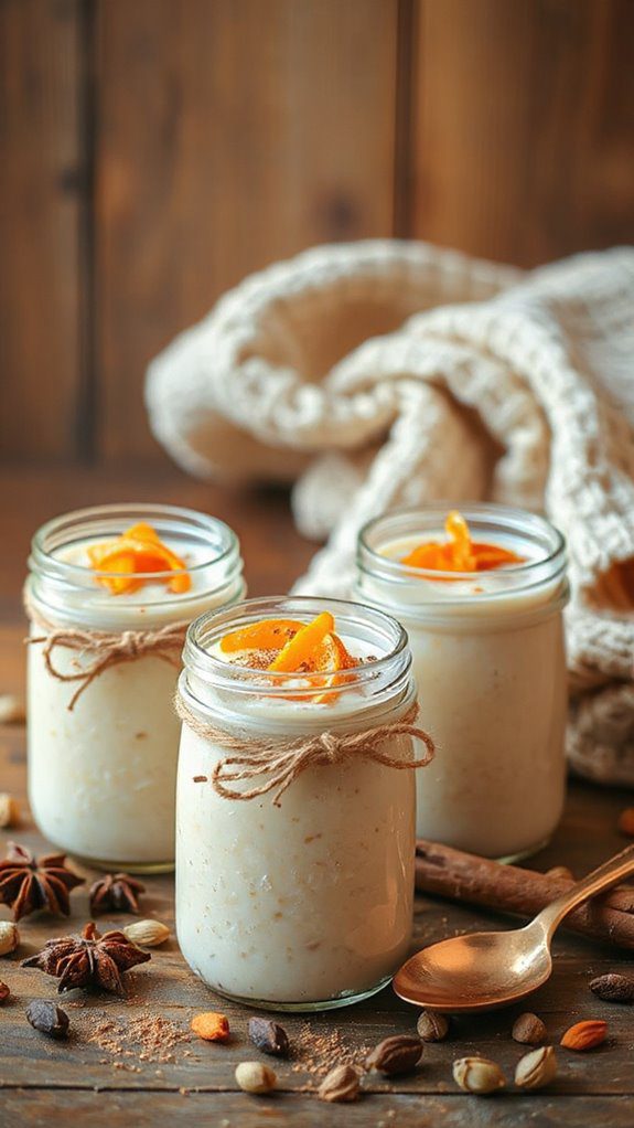 chai spiced rice pudding jars