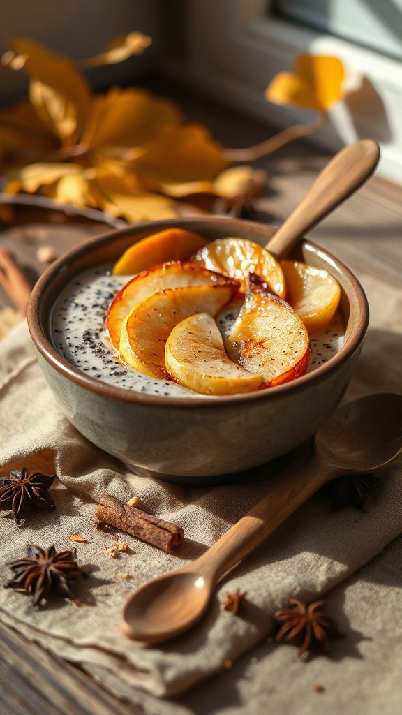 chia pudding with spiced pears