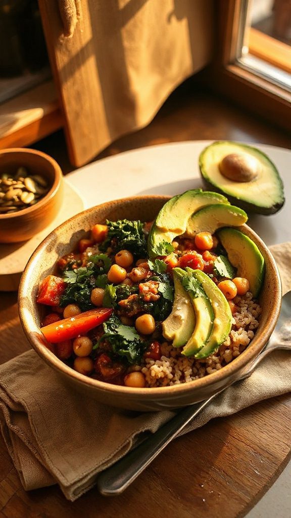 chickpea chili rice bowl