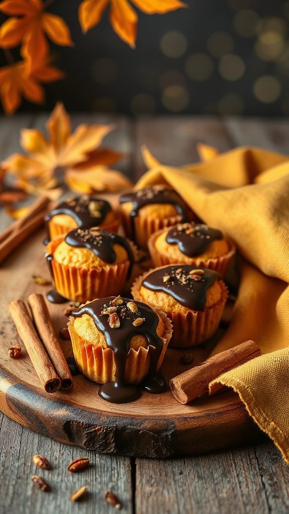 chocolate bourbon pumpkin cheesecakes