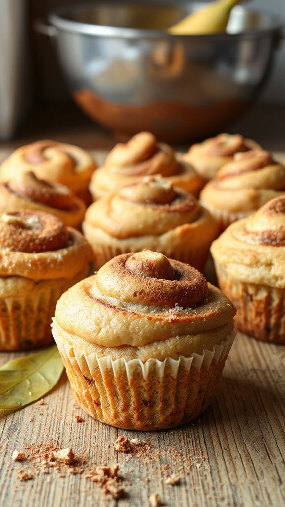cinnamon swirl banana bread muffin tops