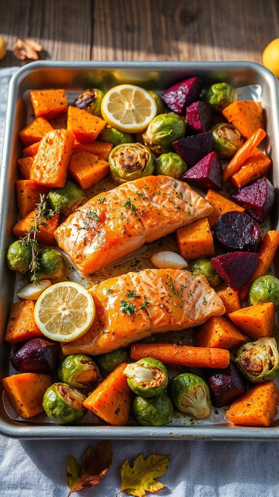 colorful salmon vegetable roast colorful salmon vegetable roast