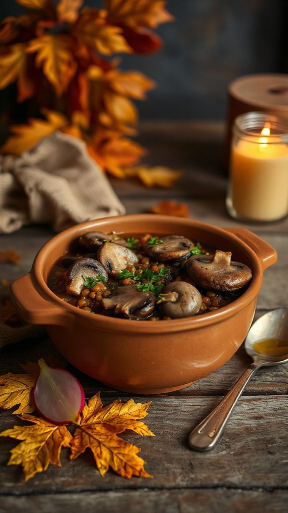 comforting mushroom barley stew