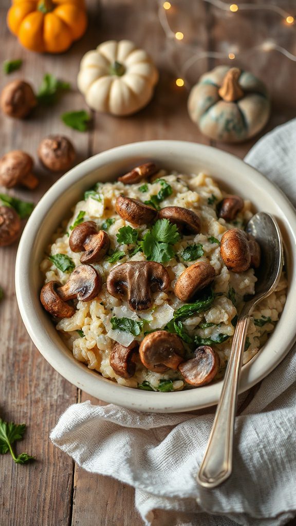 comforting mushroom spinach risotto comforting mushroom spinach risotto