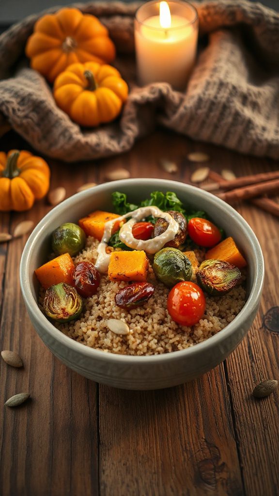 cozy roasted vegetable quinoa bowl