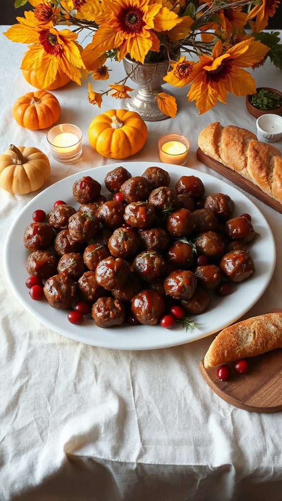 cranberry glazed autumn meatballs recipe