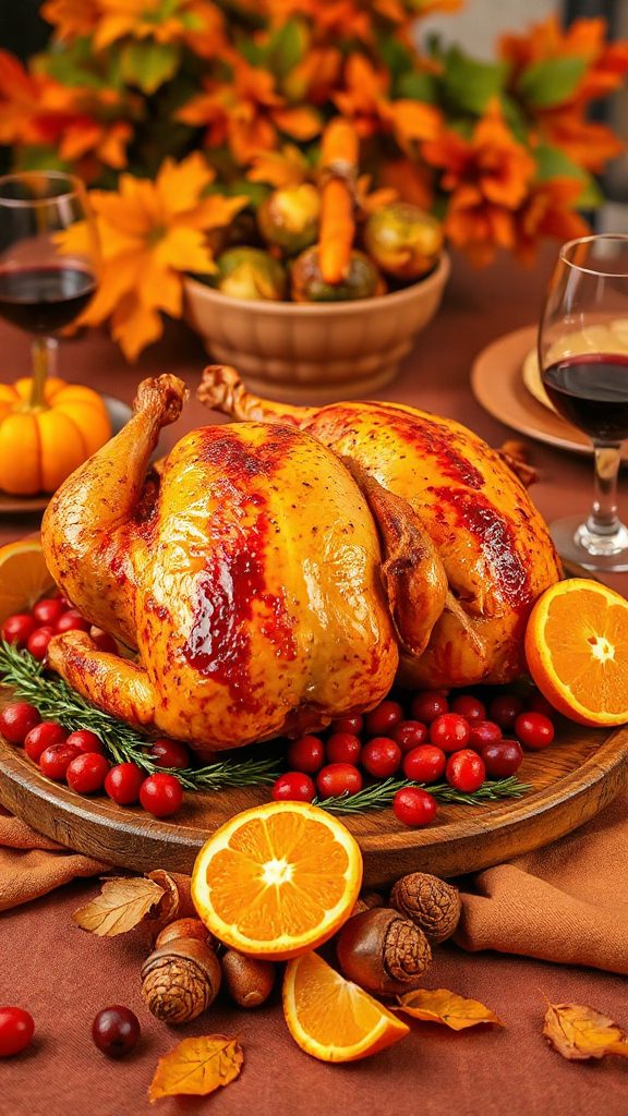 cranberry orange glazed hens