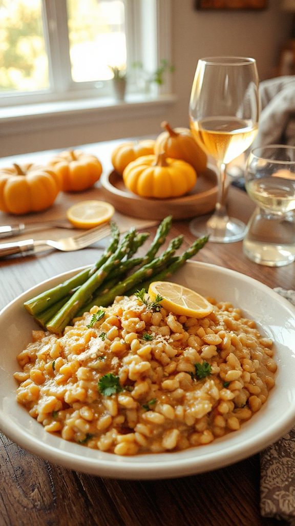 creamy barley asparagus risotto