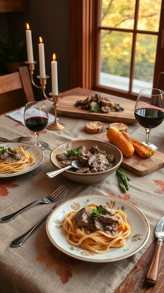 creamy beef with noodles