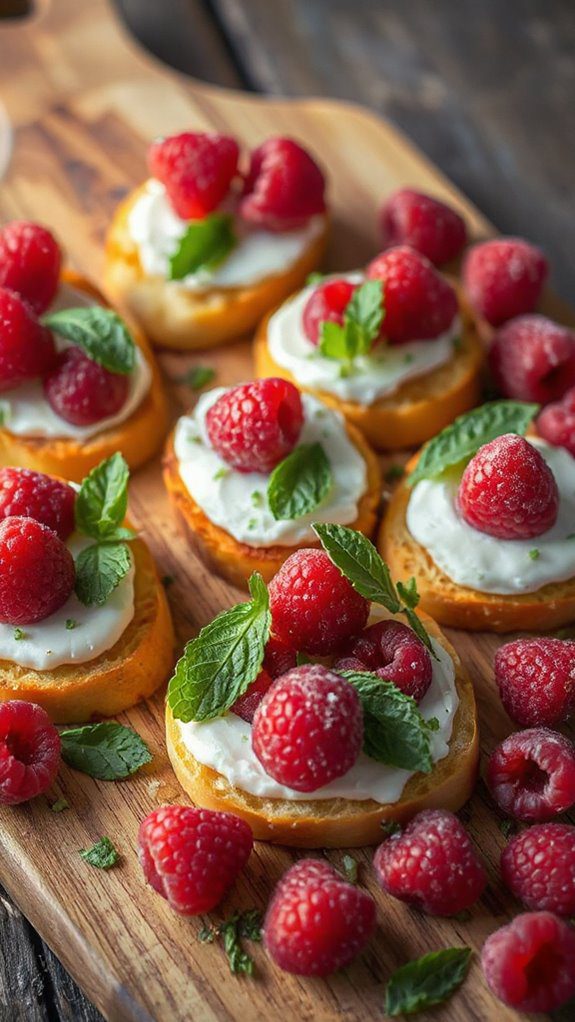 creamy brie with raspberries