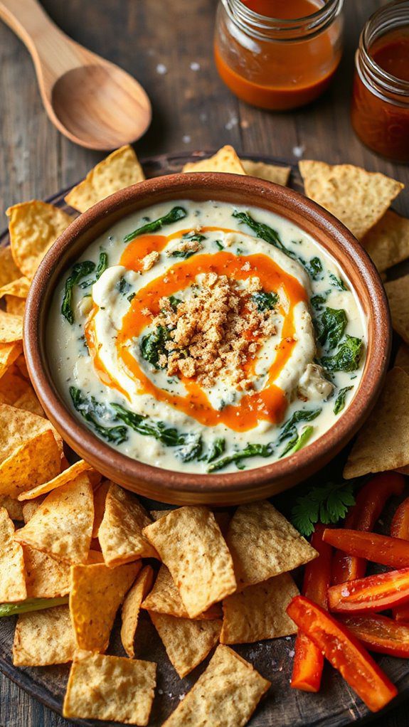 creamy buffalo spinach dip