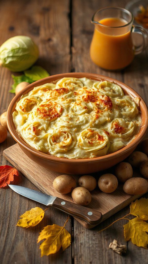 creamy cabbage potato gratin