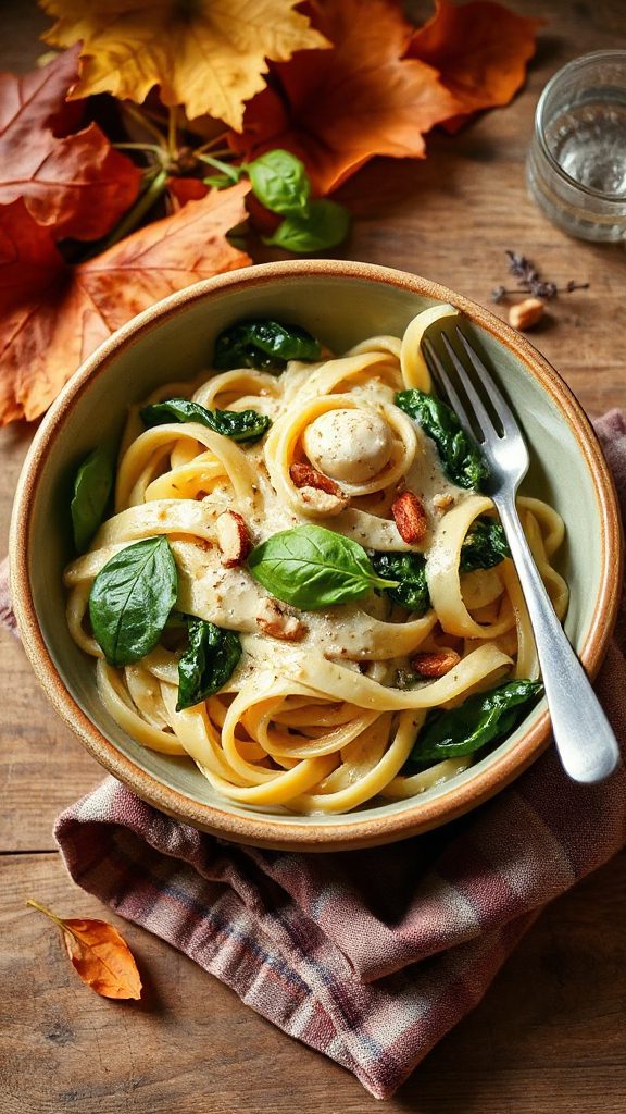 creamy cashew spinach pasta