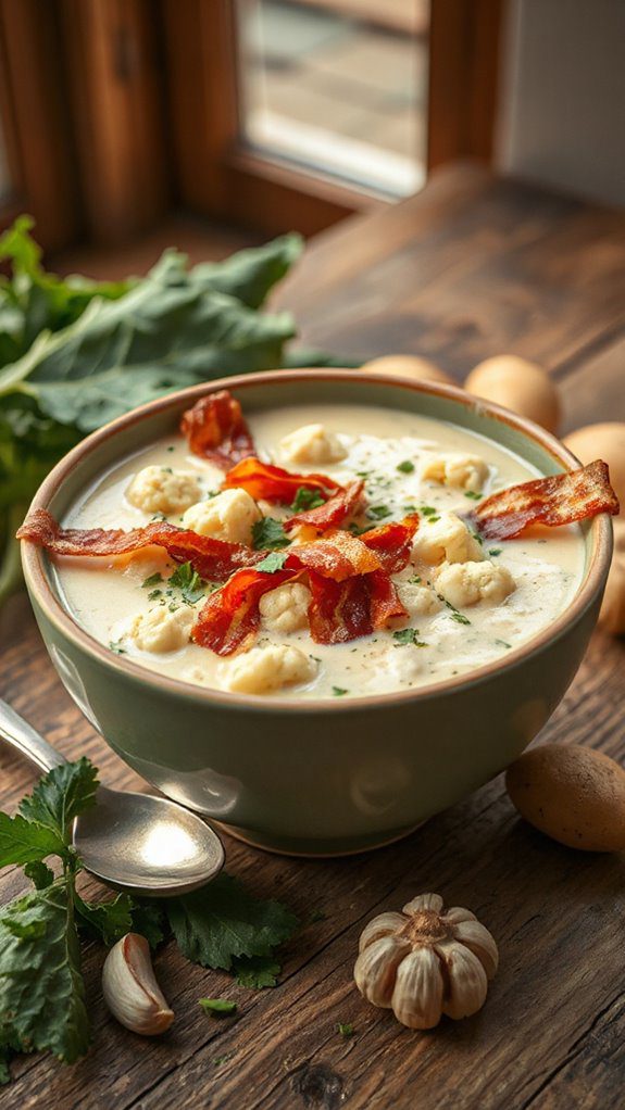 creamy cauliflower bacon chowder