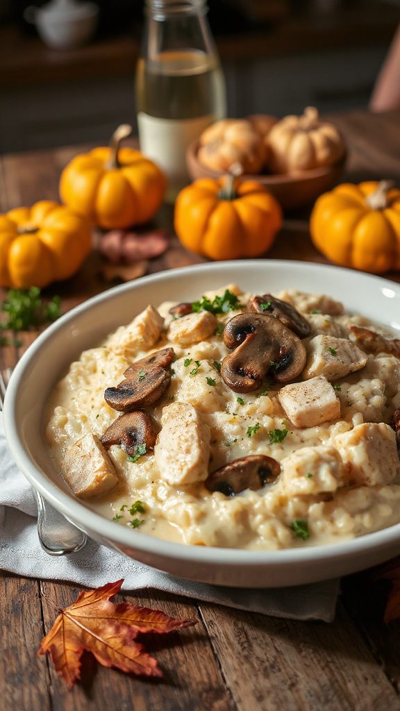 creamy chicken mushroom risotto